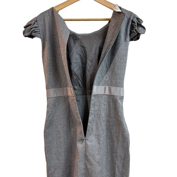 Blumarine Wool Dress Grey Gathered Cap Sleeve Knee Length Designer Womens 4 / XS - Picture 3 of 8